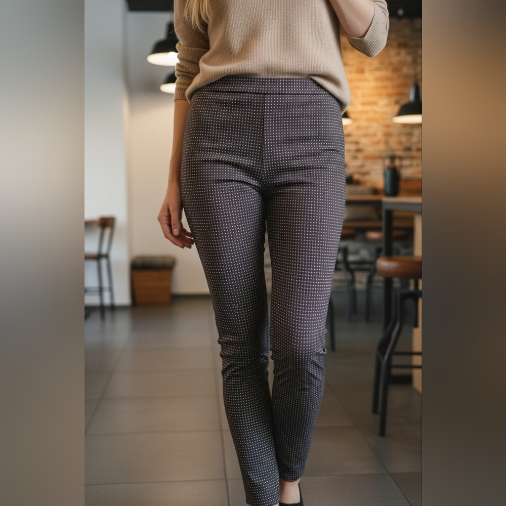 NEW Etcetera Brown and White Polka Dot Skinny Pants
